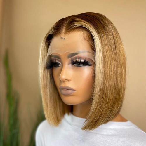 Highlight Bob Wig Human Hair Wigs for Women Brazilian 13x1 T
