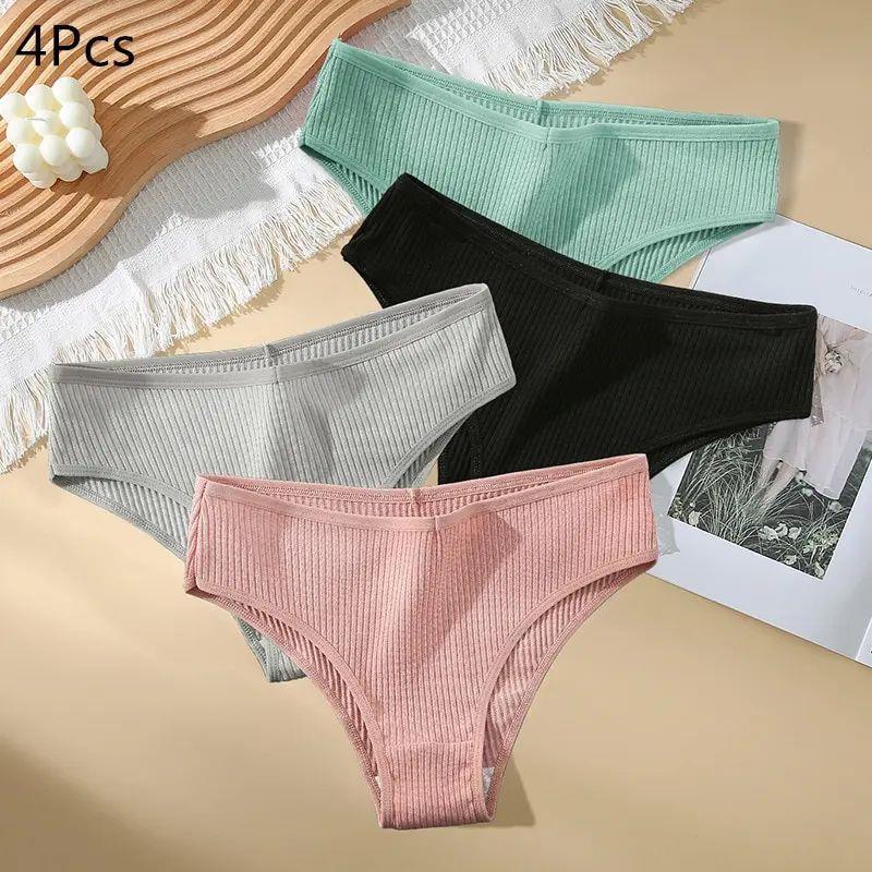 Summer Solid Color Cotton Panties Female Underpants Sexy Pan