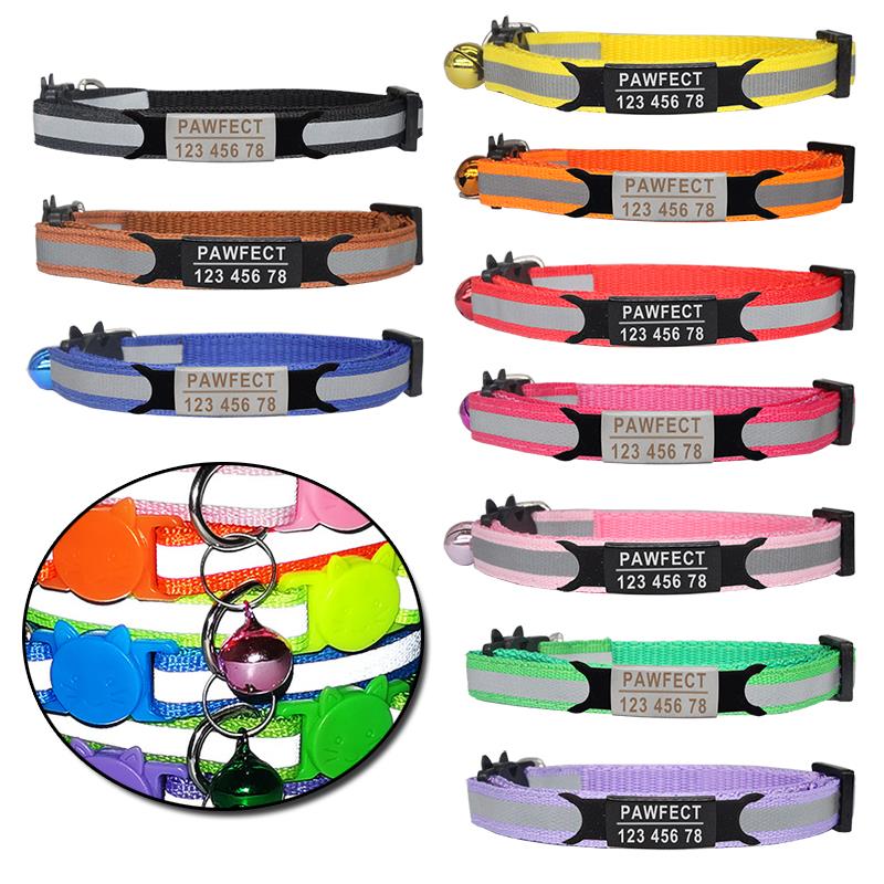 Reflective Cat Safety Buckle Collar Adjustable Custom Person