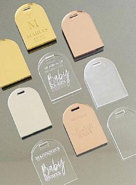 Blank Acrylic Wedding Place Name Tag with Hole,Arched Guest