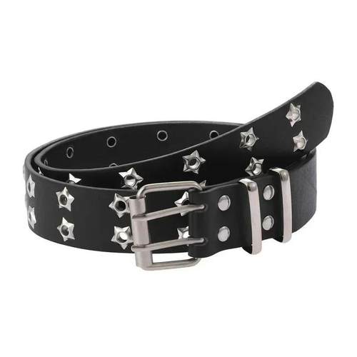 Women y2k Star Eye Rivet Belt Double Row Hole Belt Punk Wais