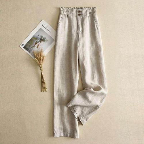 Linen Wide Leg Pants Womens High Waist Draping Summer Thin