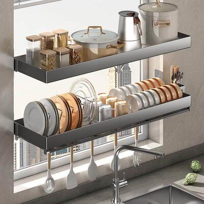 Wall kitchen storage rack dish rack drain rack seasoning