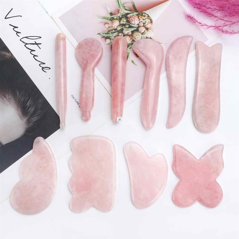 Natural Rose Quartz Jade Guasha Stone Board Massage Gua