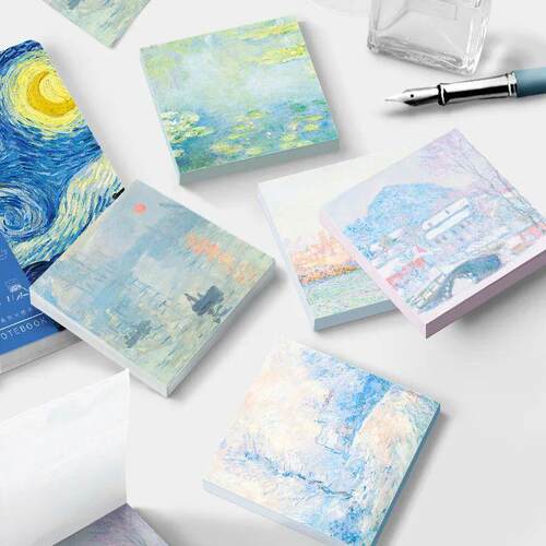 Painting Memo Pad Monet Van Gogh No-sticky Note Decal Scrapb