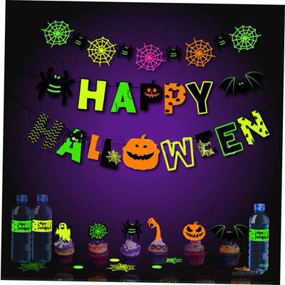 Halloween Fluorescent Letters Banner Luminous Party Scene La