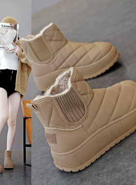 雪地靴女2024新款冬季网红爆款厚底增高短靴加绒保暖大棉鞋K2903