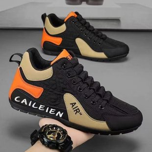 新款 秋季 透气运动鞋 休闲户外平底防滑板鞋 高帮帆布鞋 老爹鞋 子男鞋