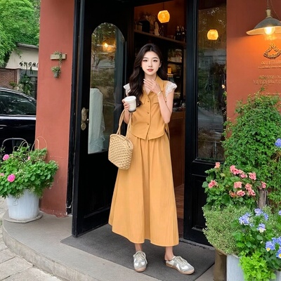 夏小香风衬衫半裙两件套