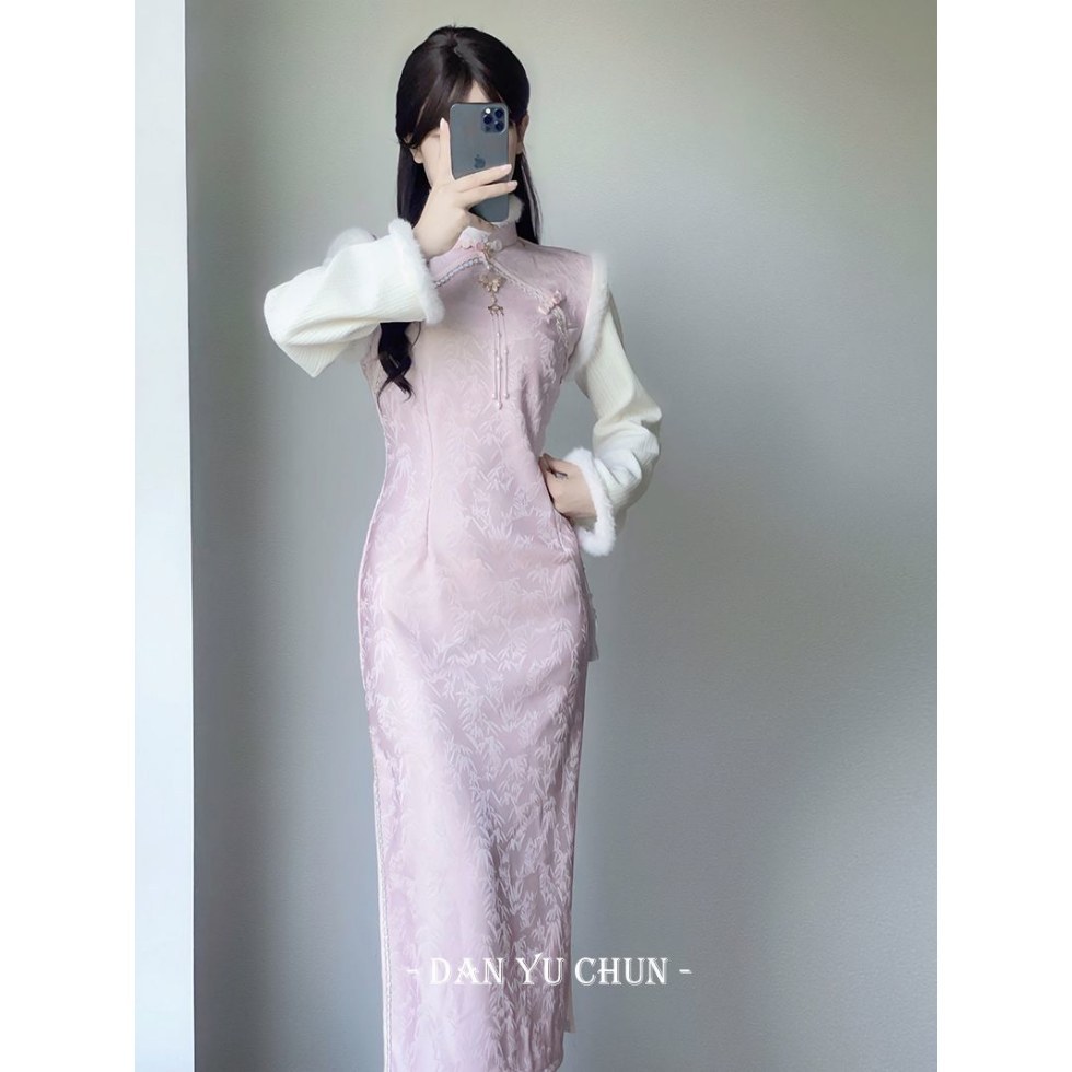冬季旗袍2025年新款加绒加厚改良版气质高端年轻款连衣裙国风少女