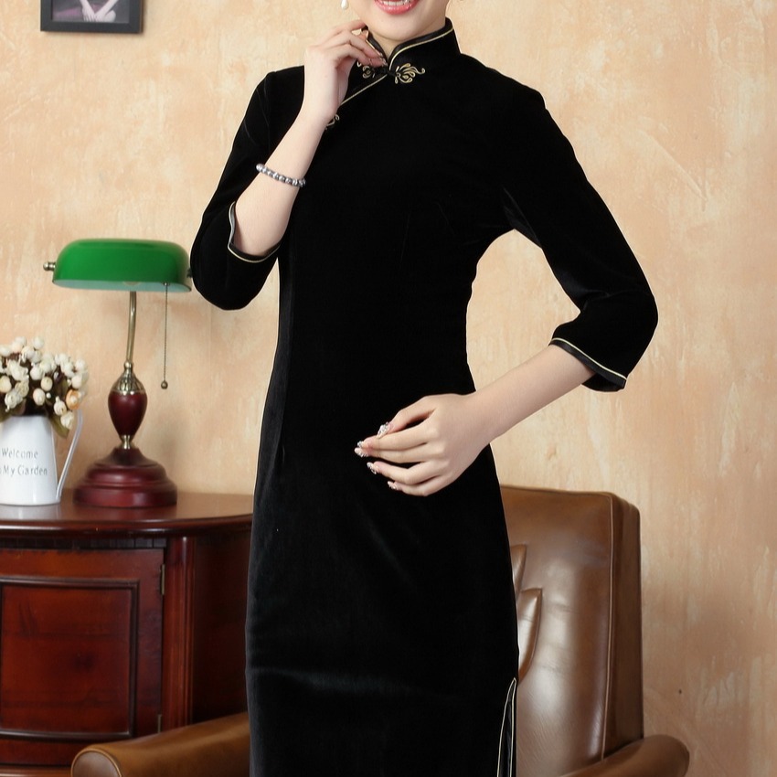 唐装旗袍TD5-A新款纯色