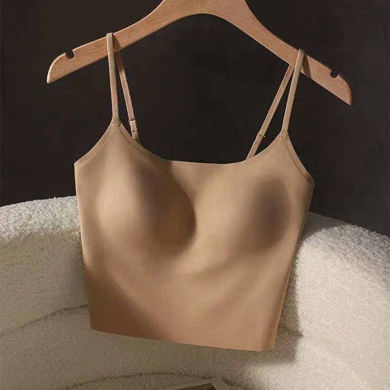 粉底液内衣女美背无痕隐形收副乳吊带文胸一体防走光肤色背心夏季