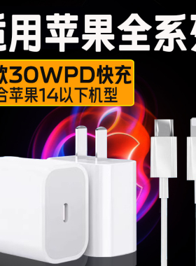 适用苹果iphone充电器pd30W快充苹果14/13/12/11/pro/max充电器iphone6/7/8/x/xsplus冲电器苹果12pro/13mini