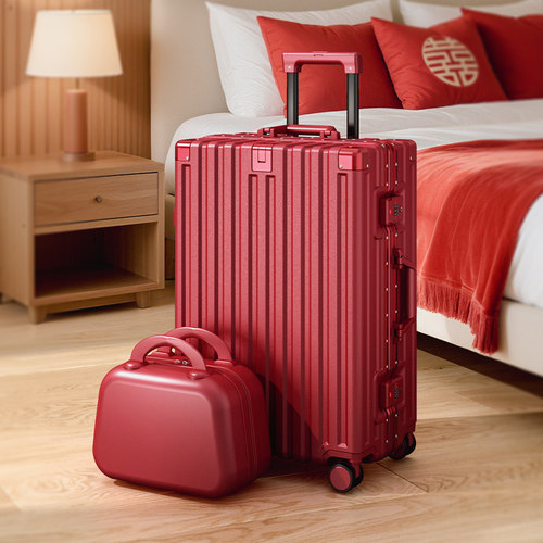 新娘结婚行李箱红色陪嫁箱婚礼嫁妆密码箱女方婚嫁箱子一对皮箱子