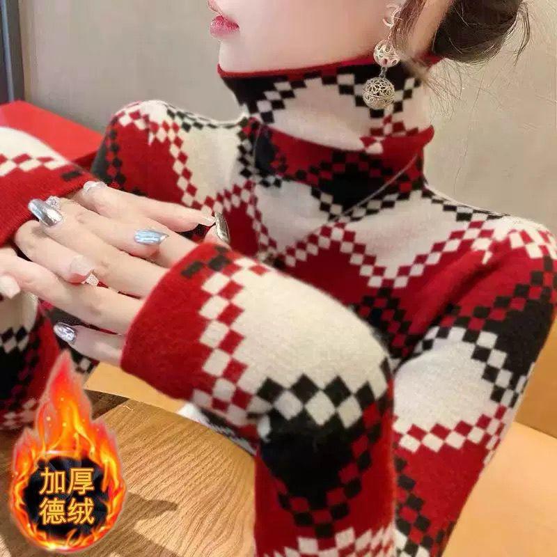 高领德绒打底衫加绒加厚秋冬保暖