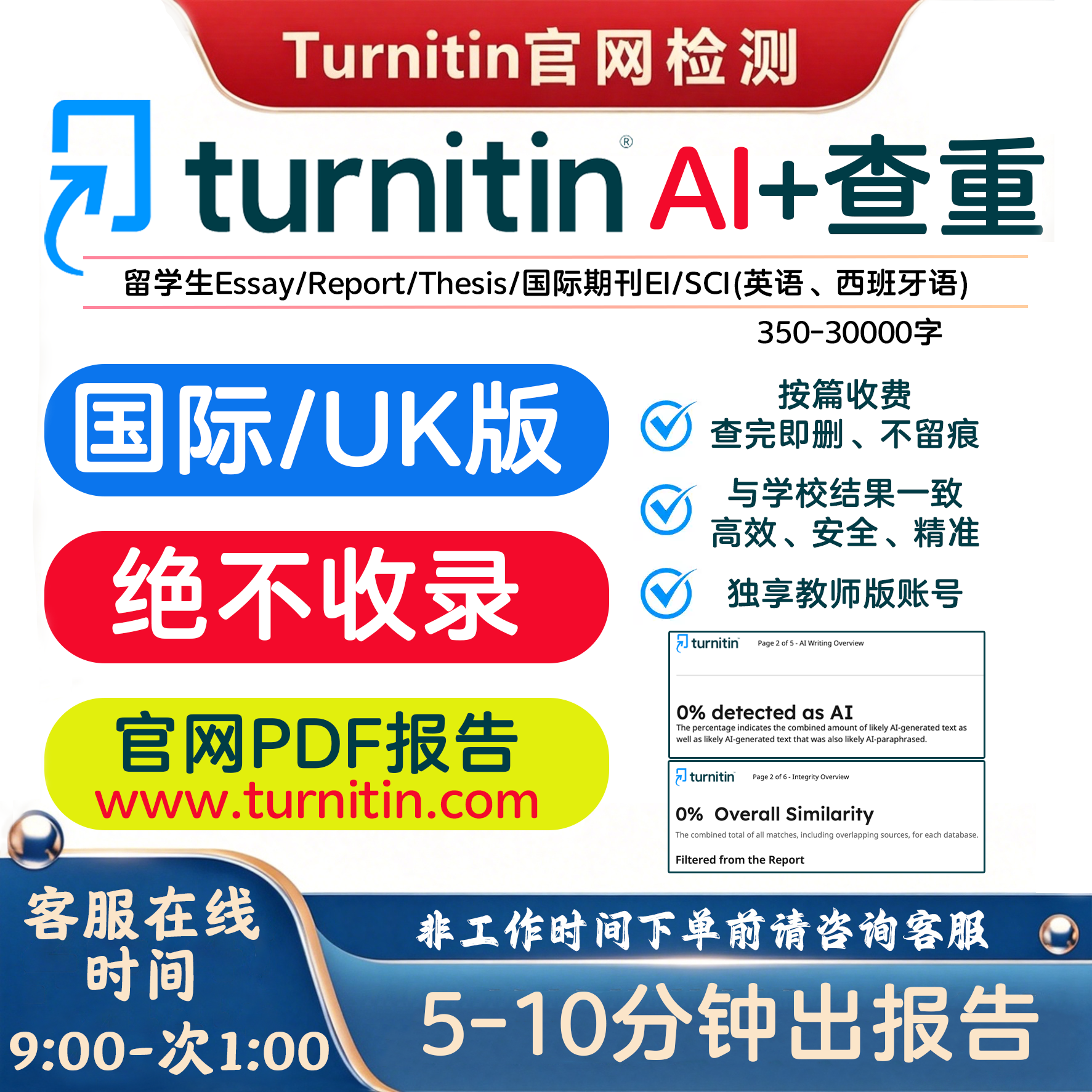 turnitin ai检测查重AI内容检测工具/服