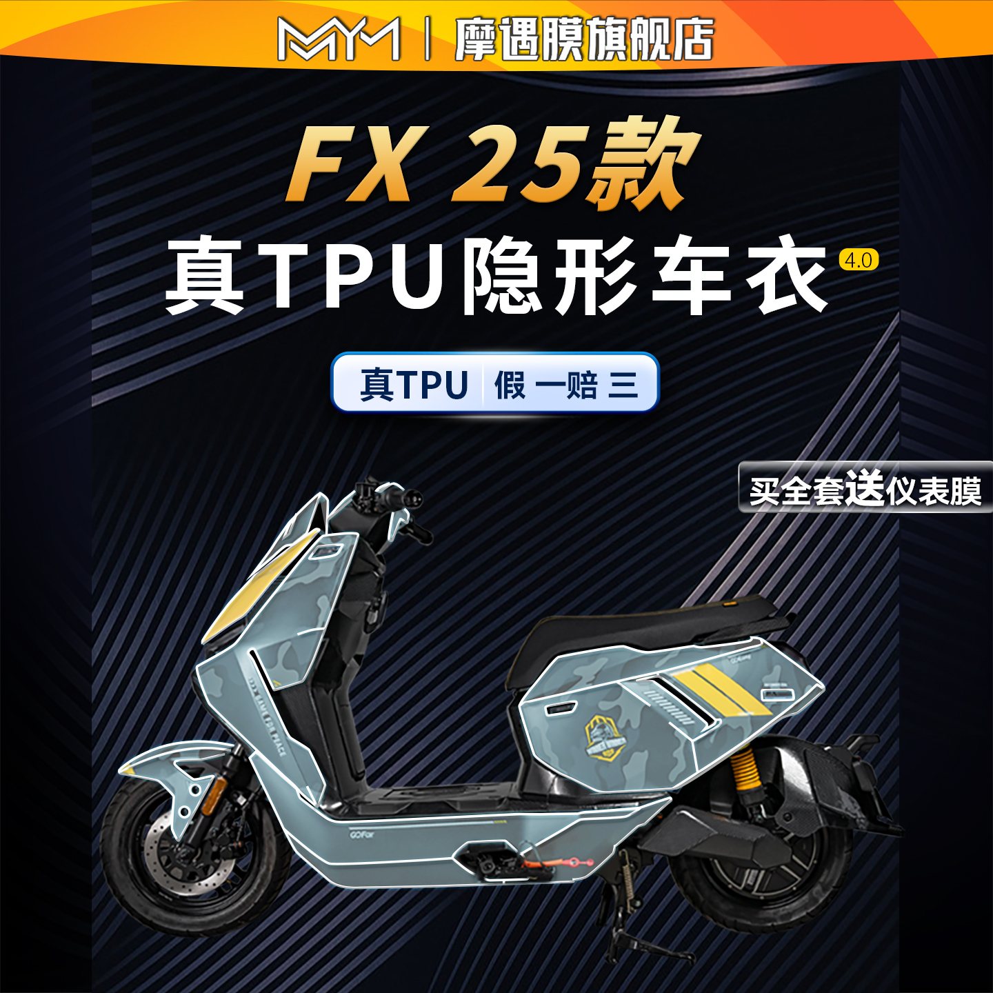 适用25款小牛FX隐形车衣贴纸