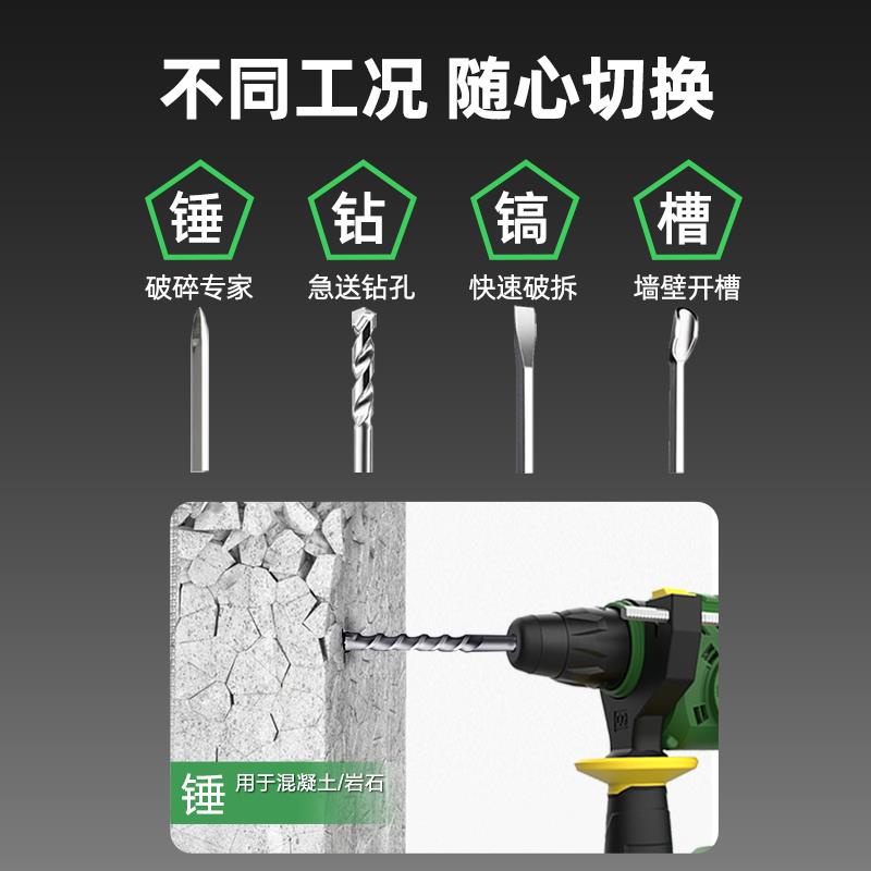 柄大利锂无刷电982476混电锤方功0062打孔凝湘击多能率冲功电钻电