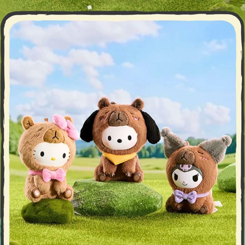 MINISO名创优品三丽鸥佛系水豚系列搪胶毛绒盲盒摆件送人新品礼物