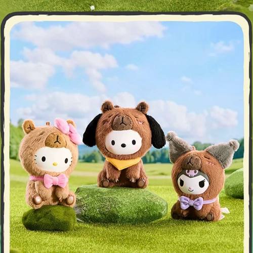 MINISO名创优品三丽鸥佛系水豚系列搪胶毛绒盲盒摆件送人新品礼物