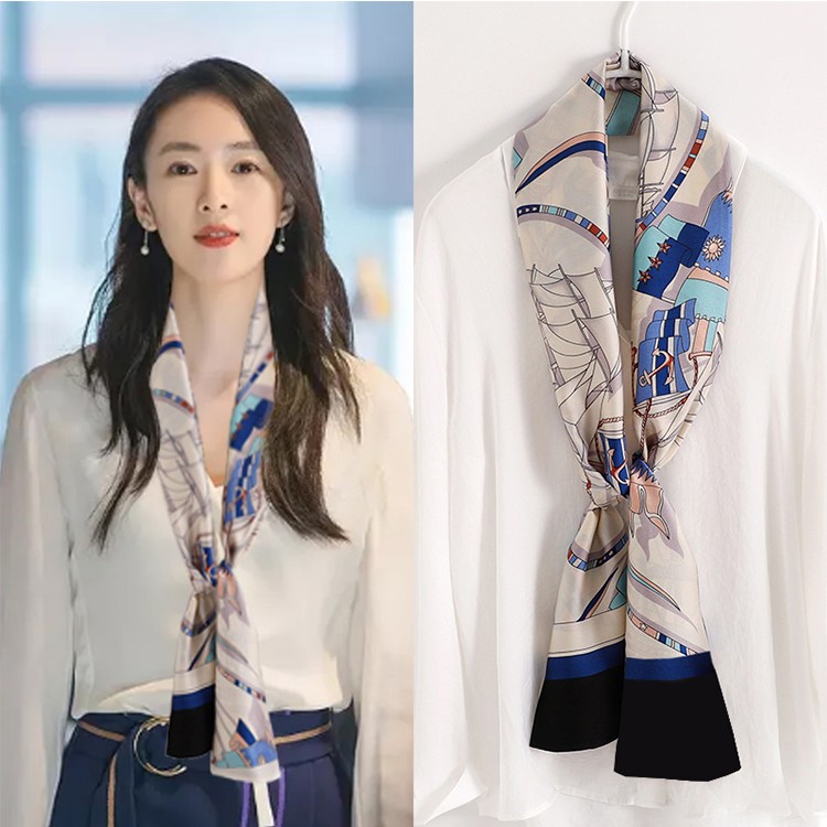 明星同款细窄长条小丝巾女春秋洋气时尚韩国百搭韩版装饰领巾围巾