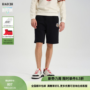 侧缝赛车主题织带男黑色休闲短裤 五分裤 夏季 RARE威雅男裤