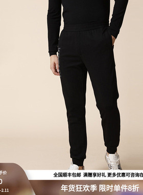 RARE威雅男裤奥莱春秋薄款卫裤激光雕花工艺束脚宽松黑色运动裤男