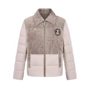 RARE威雅男装 冬季户外休闲经典风卡其色外套男士鹅绒羽绒服