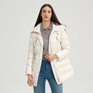 【鹅绒】RARE威雅女装2025冬季女士休闲中长款羽绒服连帽外套