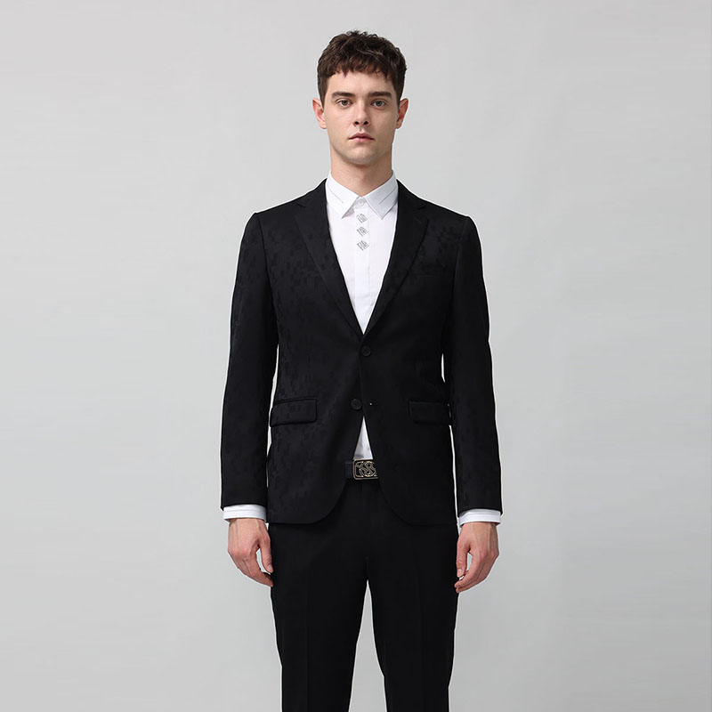 RARE威雅男装奥莱秋冬新款男西装黑色不规则矩形提花商务正装西服