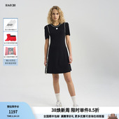 RARE威雅女裙夏季 黑色圆领针织收腰连衣裙女RR2245310358