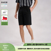 柔软透气五分裤 泡泡纱黑色休闲短裤 男 夏季 RARE威雅男裤