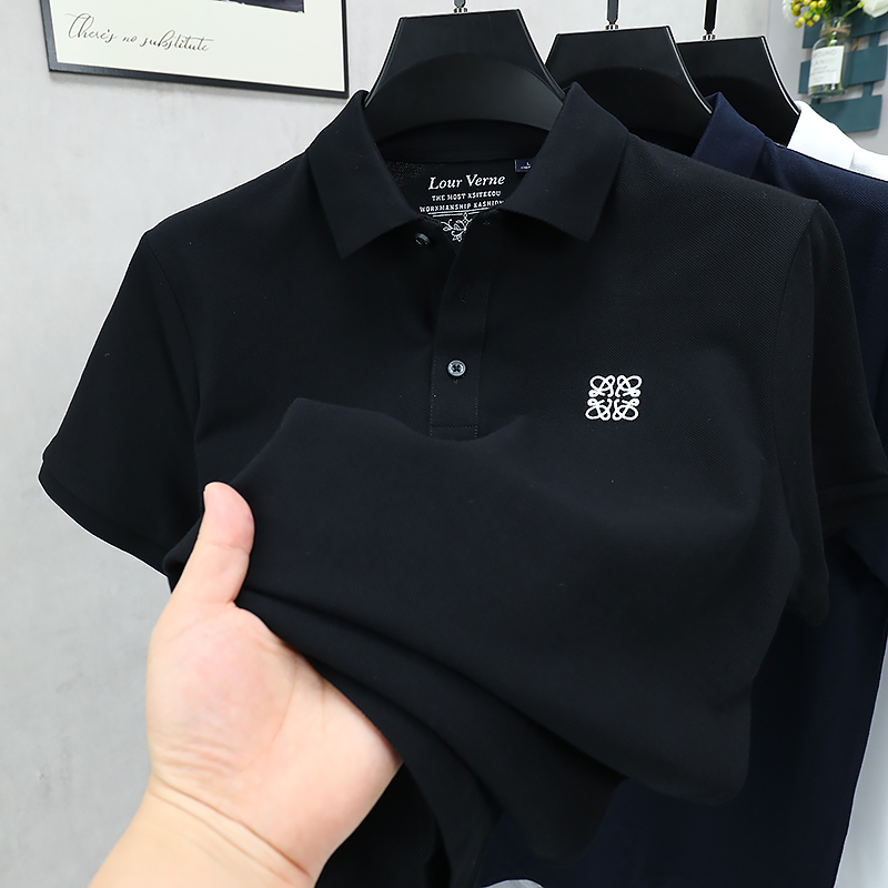 高端纯棉短袖t恤男夏季休闲刺绣