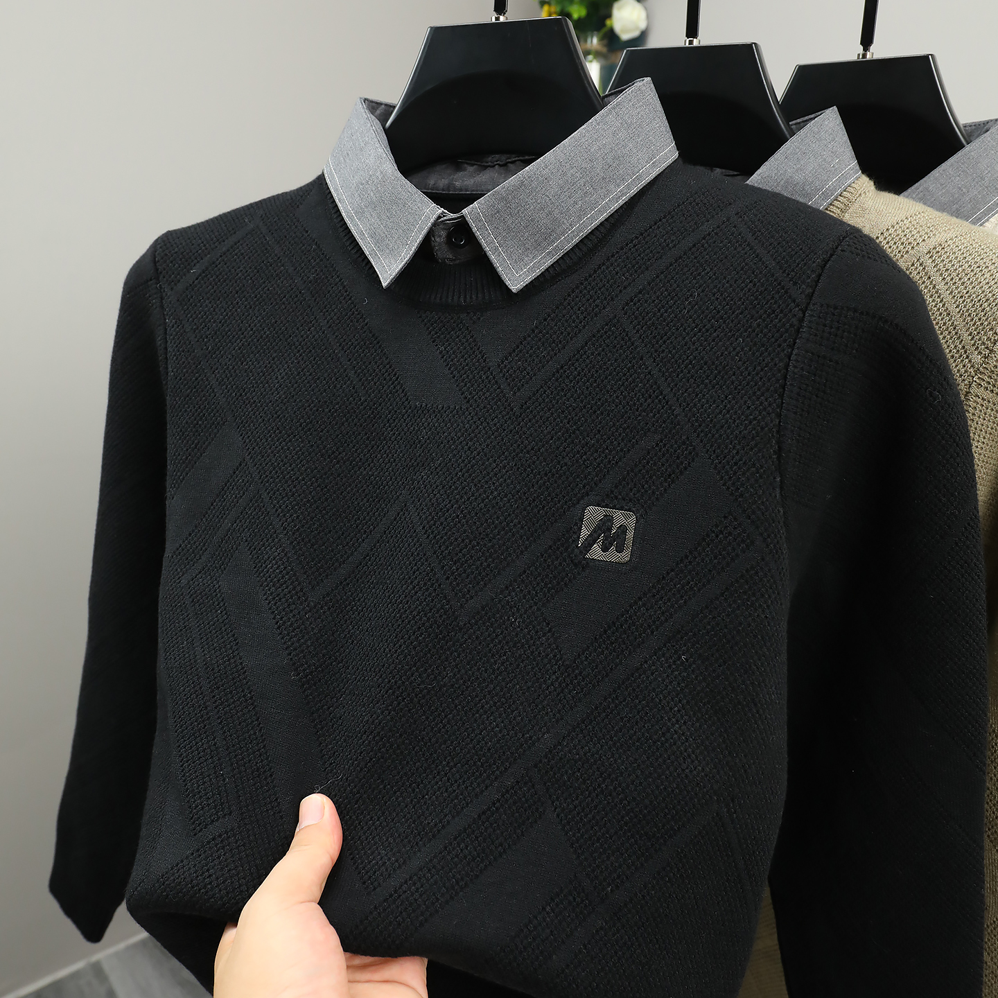 秋冬季假两件高级感内搭男士