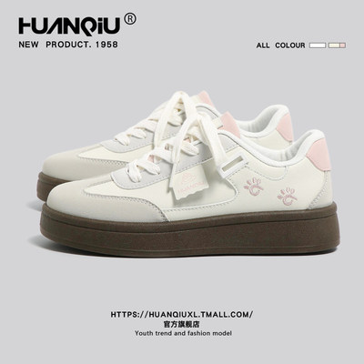 环球厚底德训鞋女款2026春季新款学生休闲板鞋百搭运动轻便小白鞋
