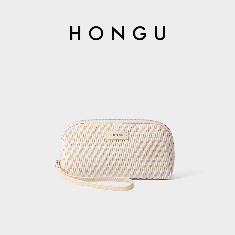 HONGU/红谷包包纹理手拿包钱包女手腕包百搭休闲卡包零钱包时尚