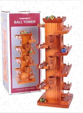 Funny Marble Ball Run Wooden Tower Construction Track Game