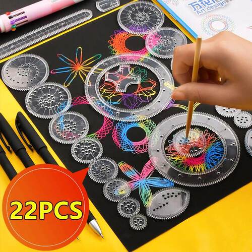 22/4/1PC Spirograph Ruler Drawing Scratch Painting Toys Inte