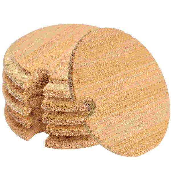 6 Pcs with Cover Bottle Cap Plain Tumblers Bamboo Drink