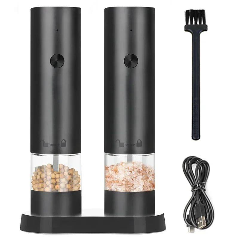 New Electric Salt and Pepper Grinder Rechargeable Adjustable