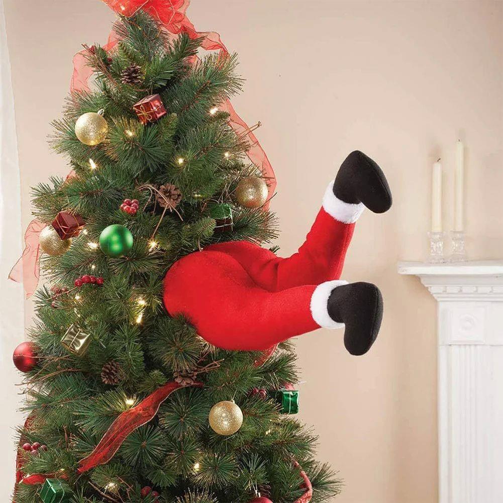Santa/Christmas Elf Legs Stuffed Legs Stuck Tree Topper Deco