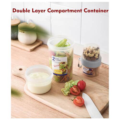 2Pcs Cereal Cup on the Go Double Layer Container Storage