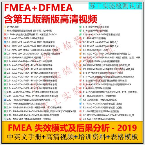 FMEA手册培训资料全套文件模板企业第五版高清视频送DFMEA资料