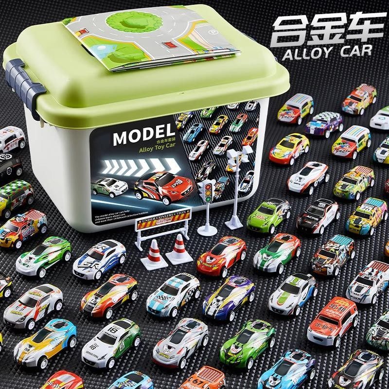 加厚合金小汽车赛车铁皮回力车男孩玩具耐摔仿真模型儿童礼物套装