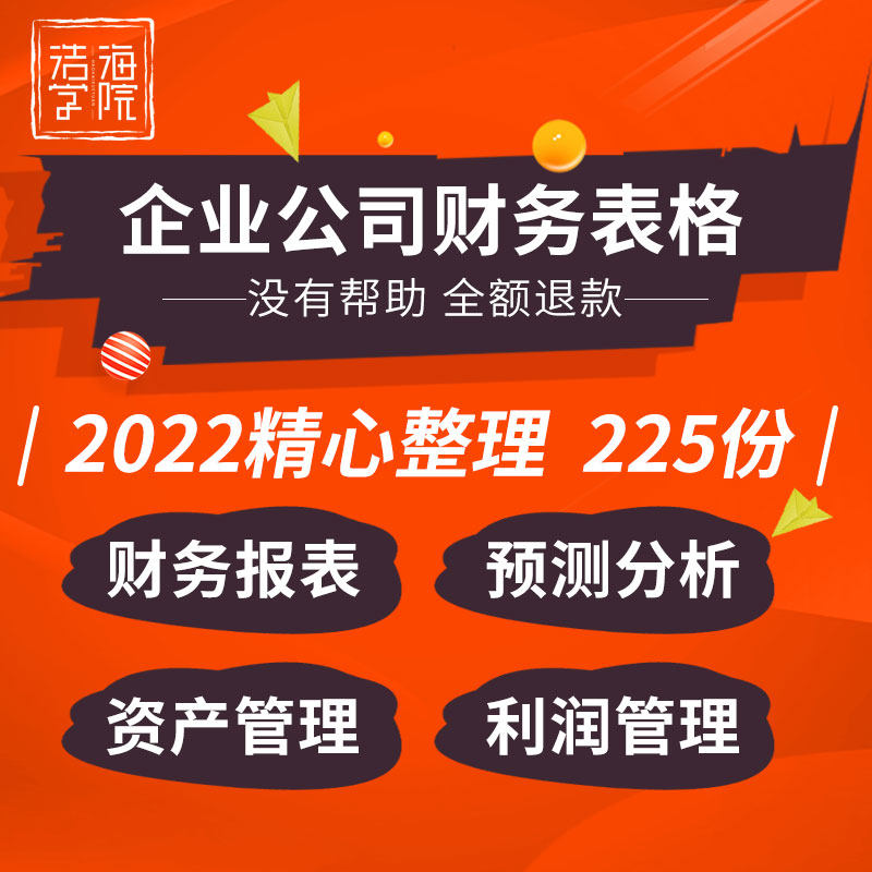 企业公司财务报表收入预测分析销售利润产品成本负债管理表格模板