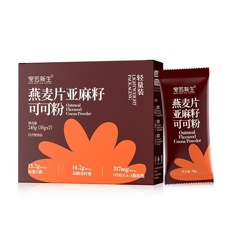 宛若新生低GI燕麦片亚麻籽可可粉膳食纤维营养即食早餐代餐