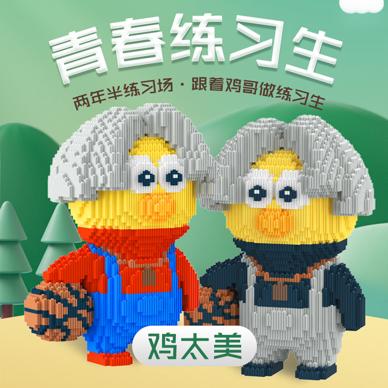 鸡你太美爱坤坤积木唱跳rap篮球玩具微颗粒拼装积木成人3d摆件