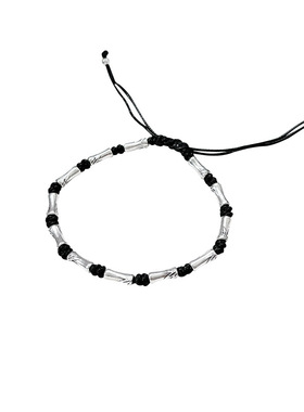 新款竹节手链男生轻奢小众感新中式手工精致编织黑色手绳潮男