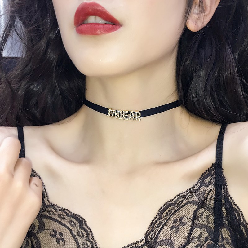 颈环choker黑色皮绳颈链锁骨链高级感毛衣链配饰项链2023新款爆款
