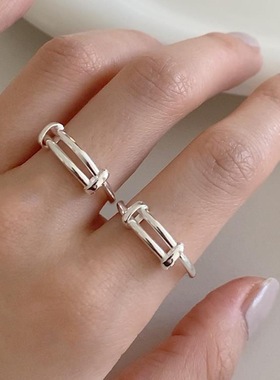 民族风推拉几何戒指女复古时尚气质简约指环ins小众叠戴食指戒潮